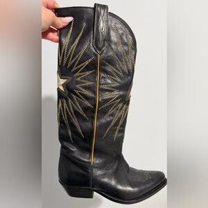 Golden Goose leather embroiled accent western boots size 8/IT38 Used